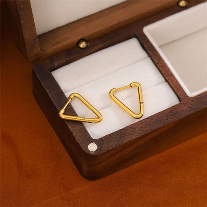 1 Pair Simple Style Triangle Plating Stainless Steel Titanium Steel 18k Gold Plated Earrings