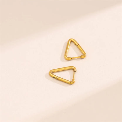 1 Pair Simple Style Triangle Plating Stainless Steel Titanium Steel 18k Gold Plated Earrings