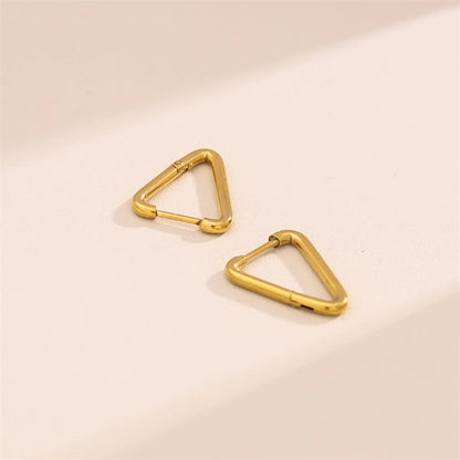 1 Pair Simple Style Triangle Plating Stainless Steel Titanium Steel 18k Gold Plated Earrings