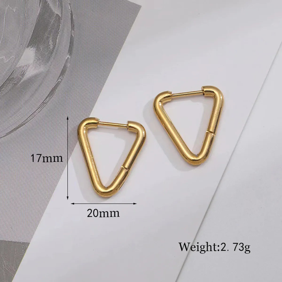 1 Pair Simple Style Triangle Plating Stainless Steel Titanium Steel 18k Gold Plated Earrings