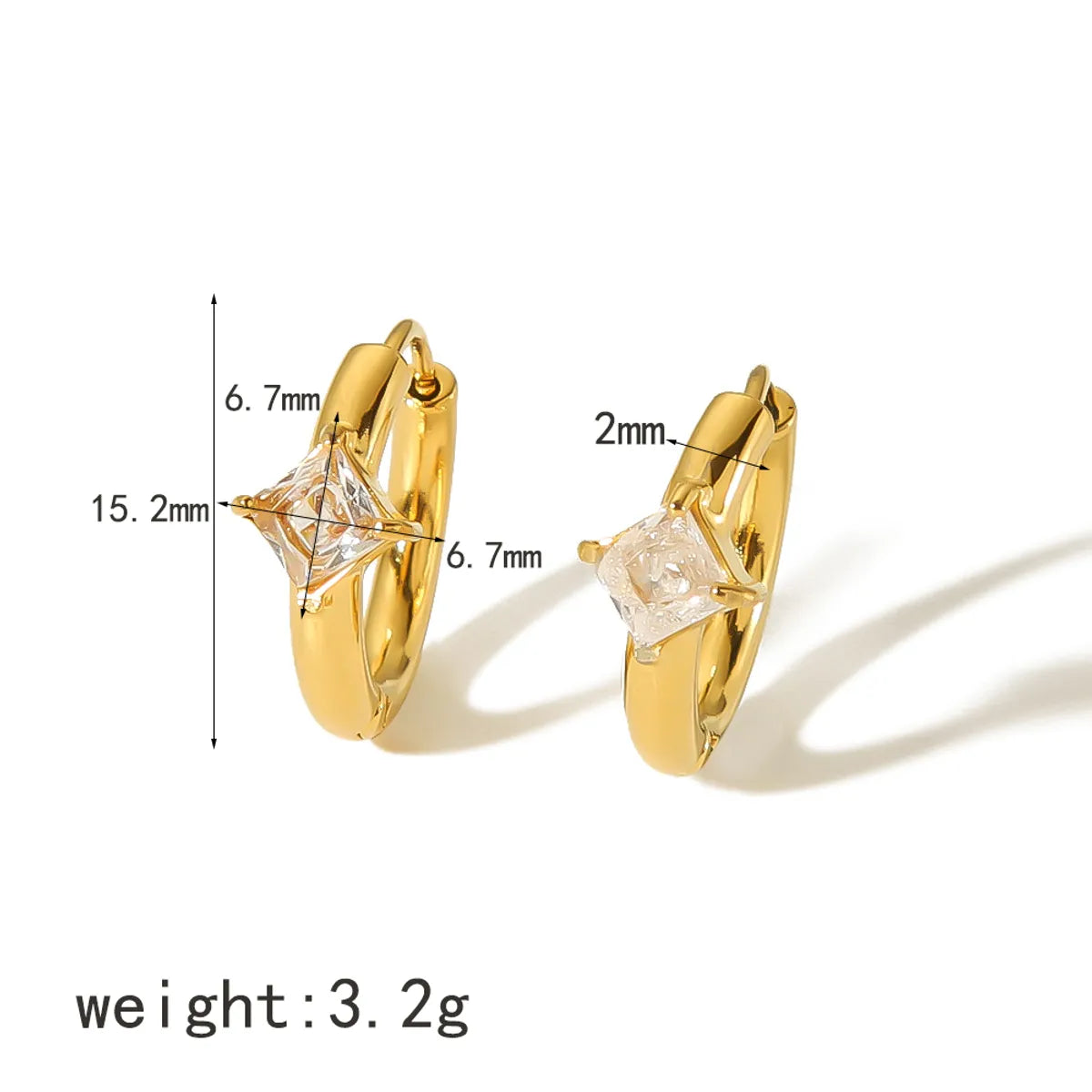 1 Pair Simple Style Triangle Quadrilateral Circle Polishing Plating Inlay Stainless Steel Zircon 18k Gold Plated Earrings