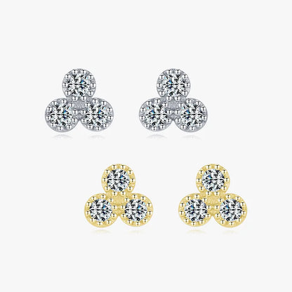 1 Pair Simple Style Triangle Sterling Silver Plating Inlay Zircon 14k Gold Plated Rhodium Plated Ear Studs