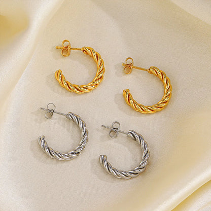 1 Pair Simple Style Twist Plating Stainless Steel 18k Gold Plated Ear Studs