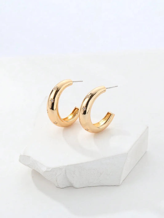 1 Pair Simple Style Twisted Star Plating Inlay Copper Zircon Ear Studs