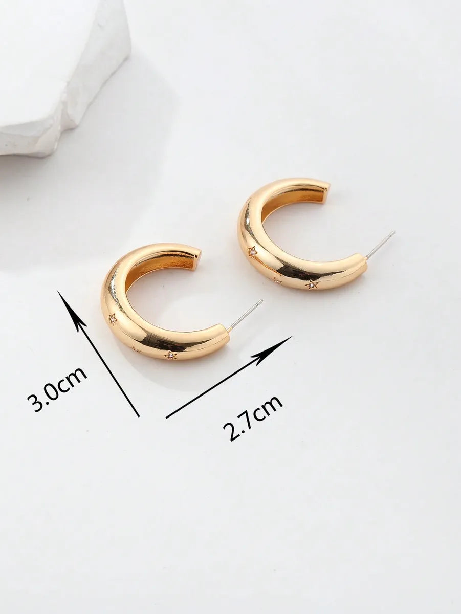 1 Pair Simple Style Twisted Star Plating Inlay Copper Zircon Ear Studs