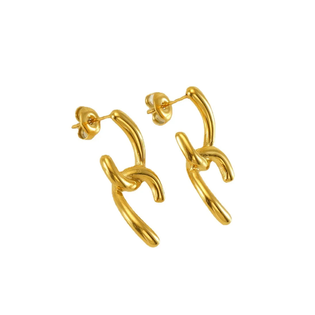 1 Pair Simple Style U Shape 304 Stainless Steel 18K Gold Plated Ear Studs