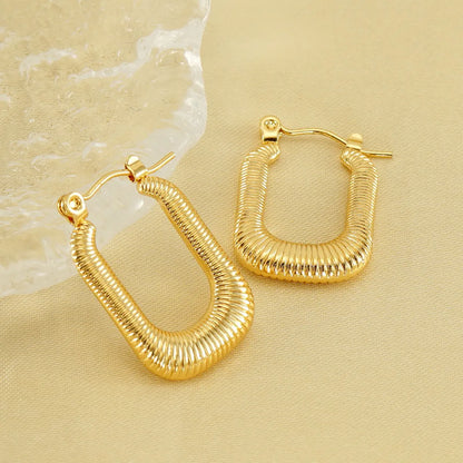 1 Pair Simple Style U Shape 304 Stainless Steel 18K Gold Plated Hoop Earrings