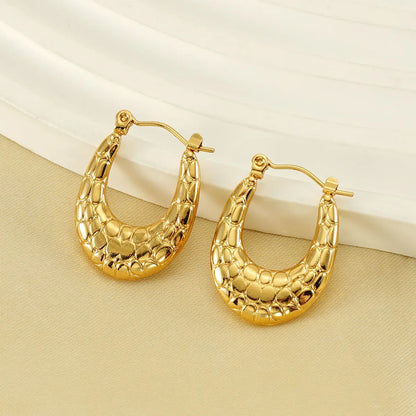 1 Pair Simple Style U Shape 304 Stainless Steel 18K Gold Plated Hoop Earrings