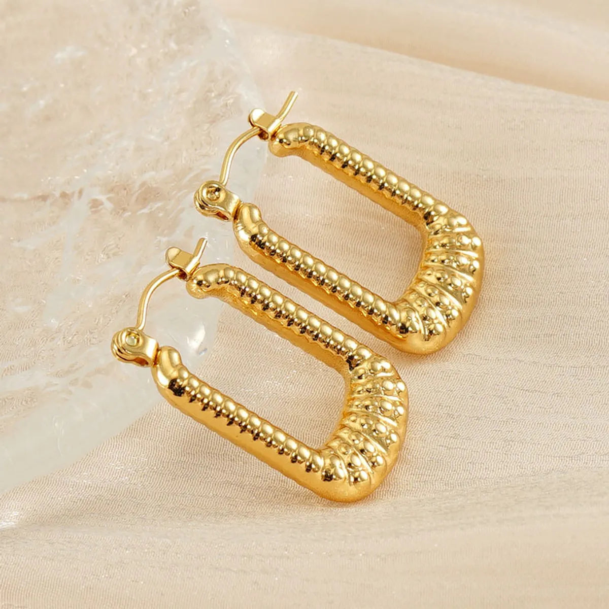 1 Pair Simple Style U Shape 304 Stainless Steel 18K Gold Plated Hoop Earrings