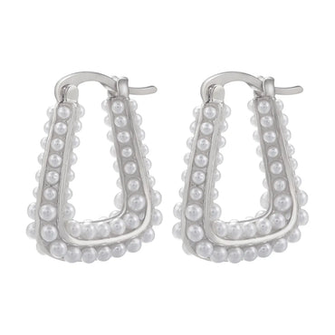 1 Pair Simple Style U Shape Brass Plating Inlay Artificial Pearls 18k Gold Plated Earrings