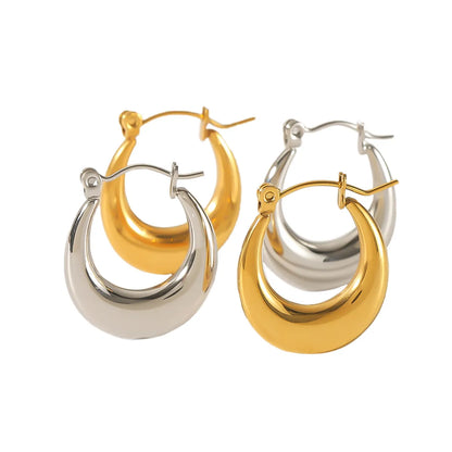 1 Pair Simple Style U Shape Circle Plating Stainless Steel 18k Gold Plated Hoop Earrings