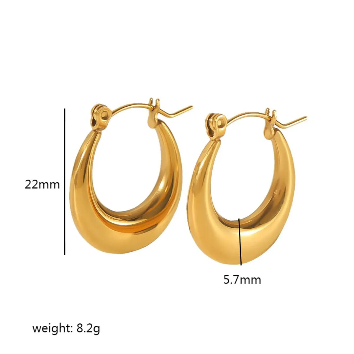 1 Pair Simple Style U Shape Circle Plating Stainless Steel 18k Gold Plated Hoop Earrings