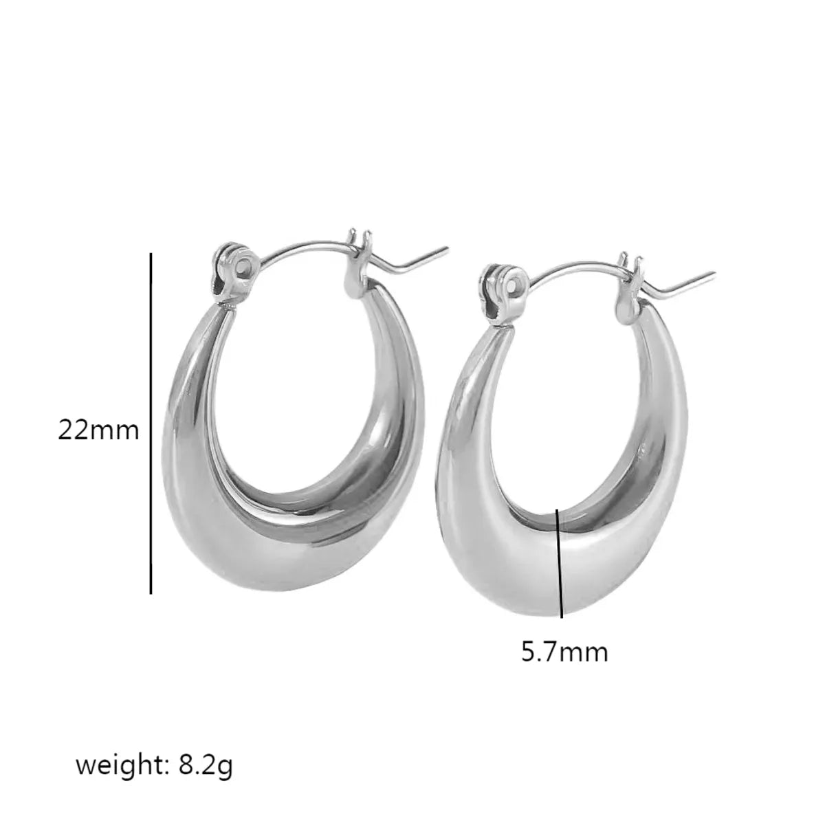 1 Pair Simple Style U Shape Circle Plating Stainless Steel 18k Gold Plated Hoop Earrings