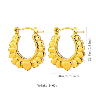 1 Pair Simple Style U Shape Heart Shape Oil Pressure 304 Stainless Steel 18K Gold Plated Earrings