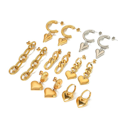 1 Pair Simple Style U Shape Heart Shape Plating Titanium Steel Gold Plated Drop Earrings