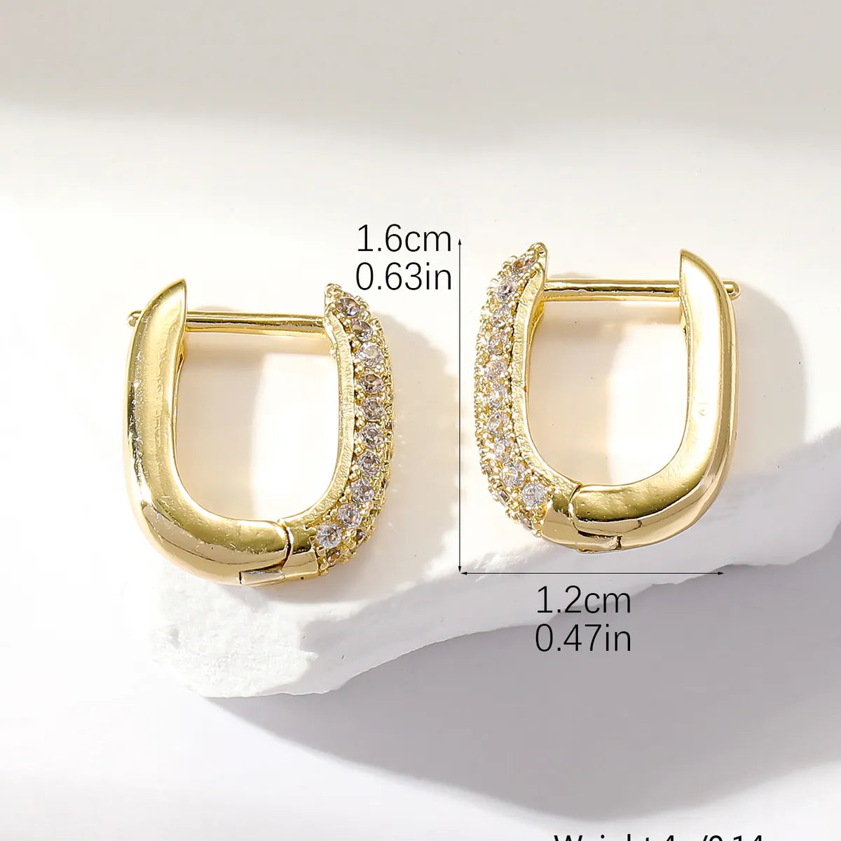 1 Pair Simple Style U Shape Inlay Copper Zircon Earrings