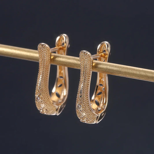 1 Pair Simple Style U Shape Inlay Copper Zircon Earrings