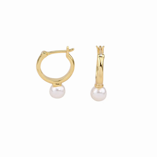 1 Pair Simple Style U Shape Inlay Sterling Silver Pearl Earrings