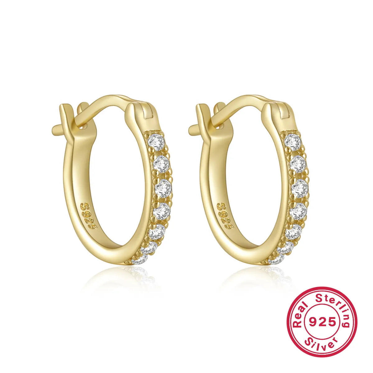 1 Pair Simple Style U Shape Inlay Sterling Silver Zircon 18k Gold Plated White Gold Plated Earrings