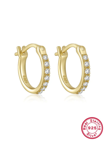 1 Pair Simple Style U Shape Inlay Sterling Silver Zircon 18k Gold Plated White Gold Plated Earrings