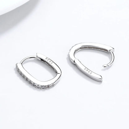 1 Pair Simple Style U Shape Inlay Sterling Silver Zircon Hoop Earrings