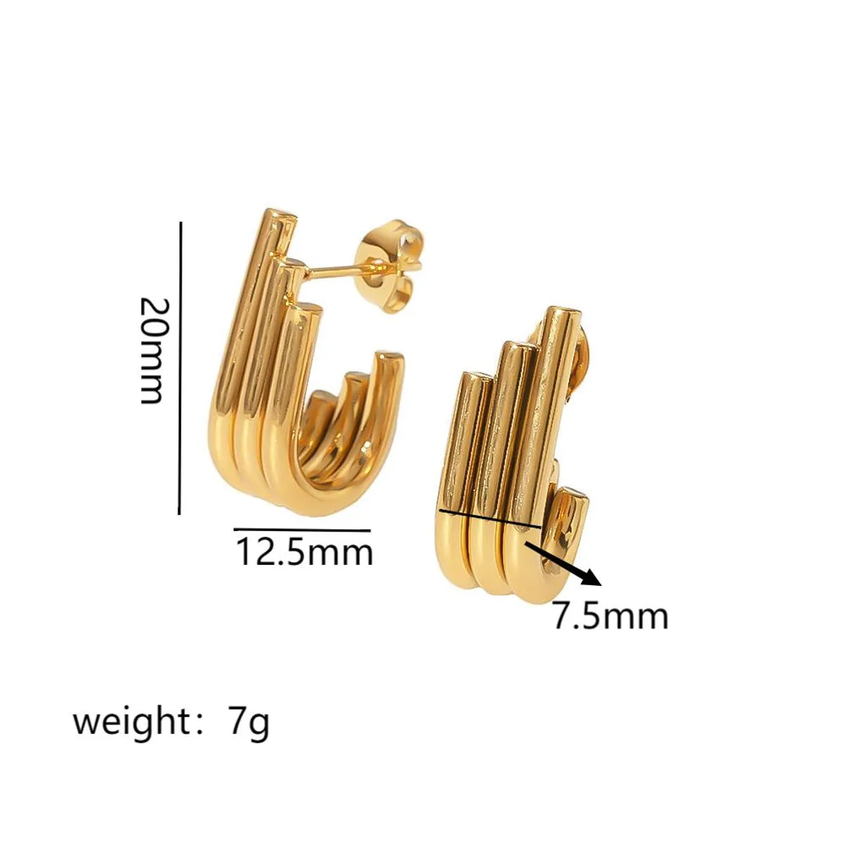 1 Pair Simple Style U Shape Plating Stainless Steel 18k Gold Plated Ear Studs