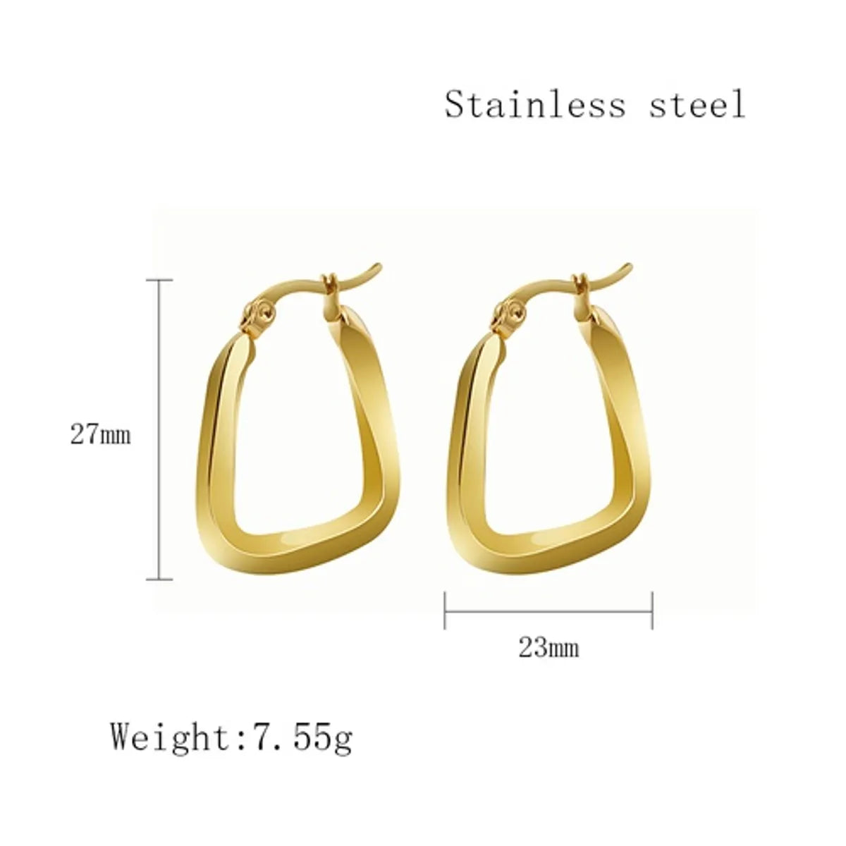 1 Pair Simple Style U Shape Plating 304 Stainless Steel 18K Gold Plated Earrings