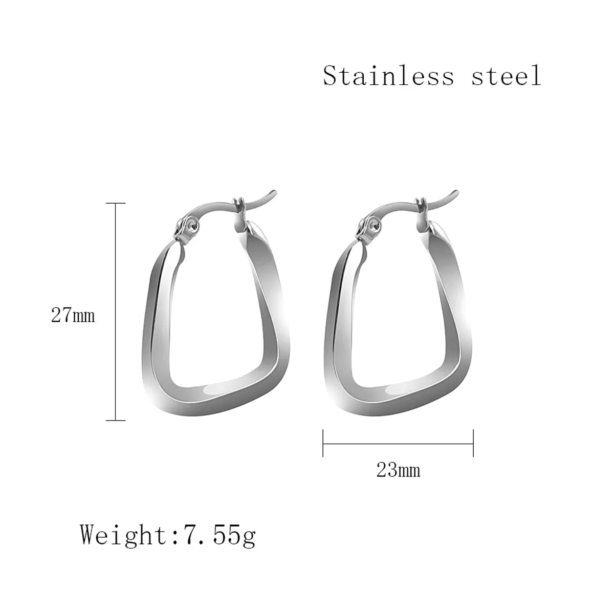 1 Pair Simple Style U Shape Plating 304 Stainless Steel 18K Gold Plated Earrings