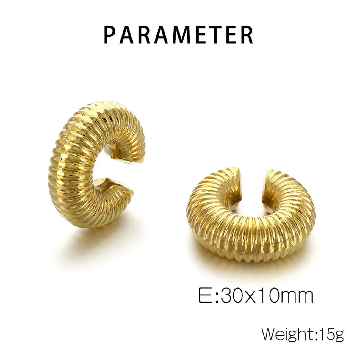 1 Pair Simple Style U Shape Plating Stainless Steel 18K Gold Plated Ear Cuffs