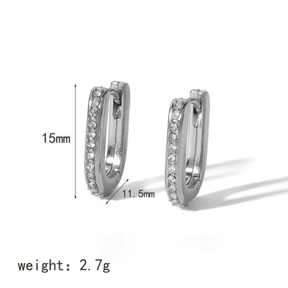 1 Pair Simple Style U Shape Polishing Plating Inlay Stainless Steel Zircon 18k Gold Plated Earrings