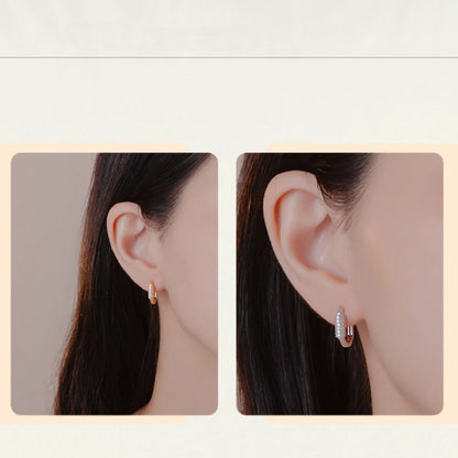 1 Pair Simple Style U Shape Polishing Plating Inlay Sterling Silver Zircon Gold Plated Earrings