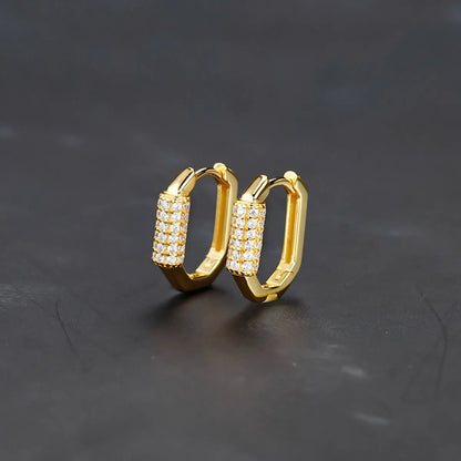 1 Pair Simple Style U Shape Polishing Plating Inlay Sterling Silver Zircon Gold Plated Earrings