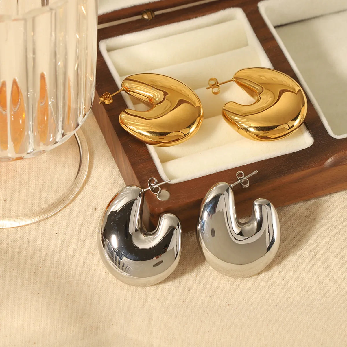 1 Pair Simple Style U Shape Polishing Plating Stainless Steel 18k Gold Plated Ear Studs