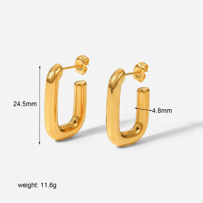 1 Pair Simple Style U Shape Polishing Plating Stainless Steel 18k Gold Plated Hoop Earrings