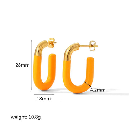 1 Pair Simple Style U Shape Polishing Plating Stainless Steel 18k Gold Plated Hoop Earrings