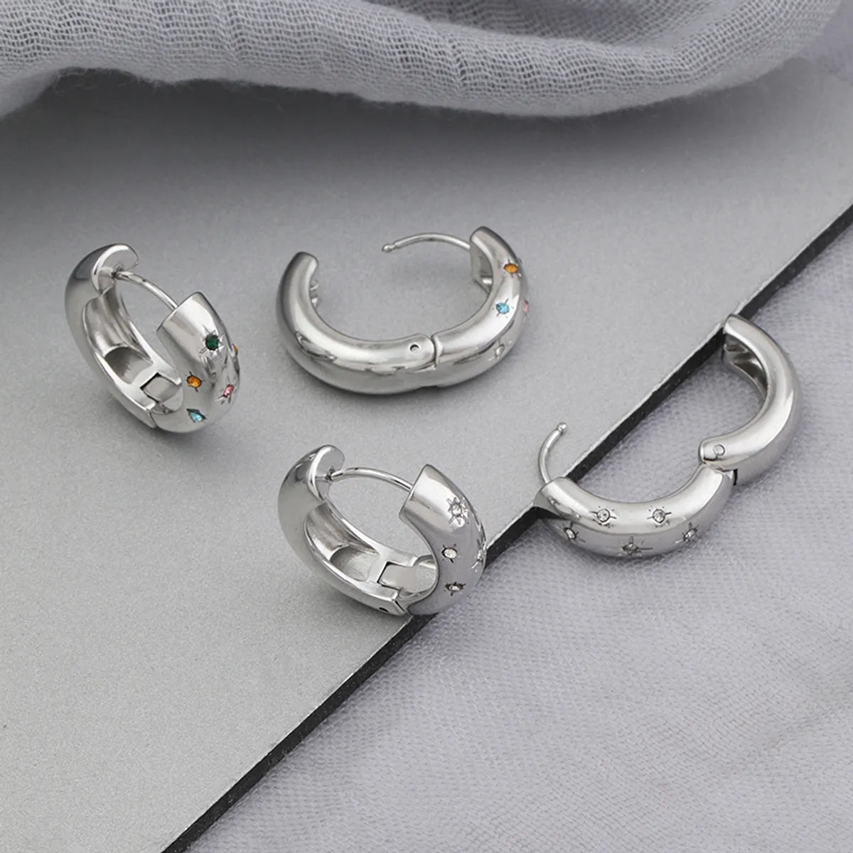 1 Pair Simple Style U Shape Round Plating Inlay Stainless Steel Pearl Zircon 18k Gold Plated Earrings