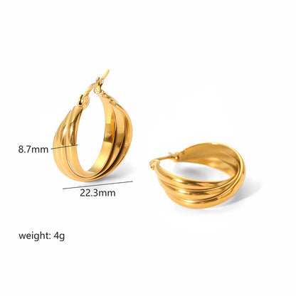 1 Pair Simple Style U Shape Round Solid Color Polishing Plating 304 Stainless Steel 18K Gold Plated Earrings