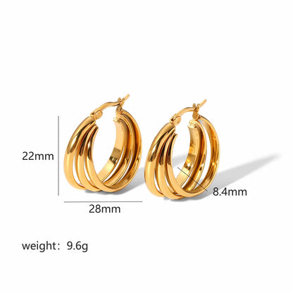 1 Pair Simple Style U Shape Round Solid Color Polishing Plating 304 Stainless Steel 18K Gold Plated Earrings