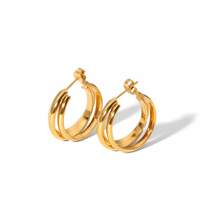 1 Pair Simple Style U Shape Round Solid Color Polishing Plating 304 Stainless Steel 18K Gold Plated Earrings