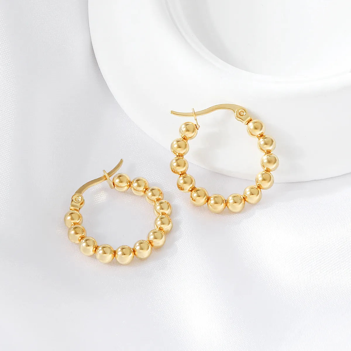 1 Pair Simple Style U Shape Round Square Plating 316 Stainless Steel  18K Gold Plated Earrings