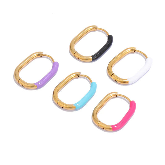 1 Pair Simple Style U Shape Enamel Stainless Steel Earrings