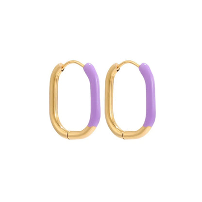 1 Pair Simple Style U Shape Enamel Stainless Steel Earrings