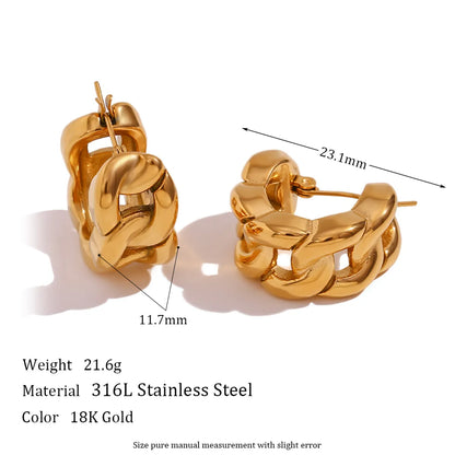 1 Pair Simple Style U Shape Stainless Steel Plating 18k Gold Plated Earrings