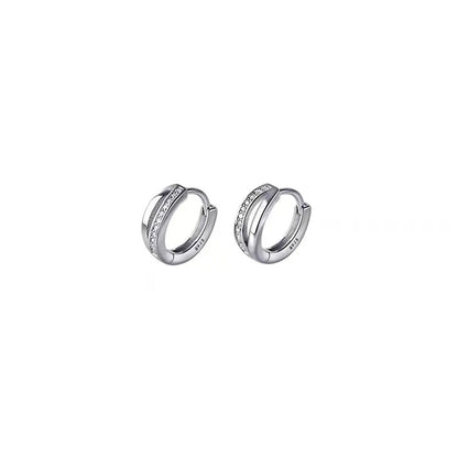 1 Pair Simple Style U Shape Sterling Silver Inlay Rhinestones Hoop Earrings