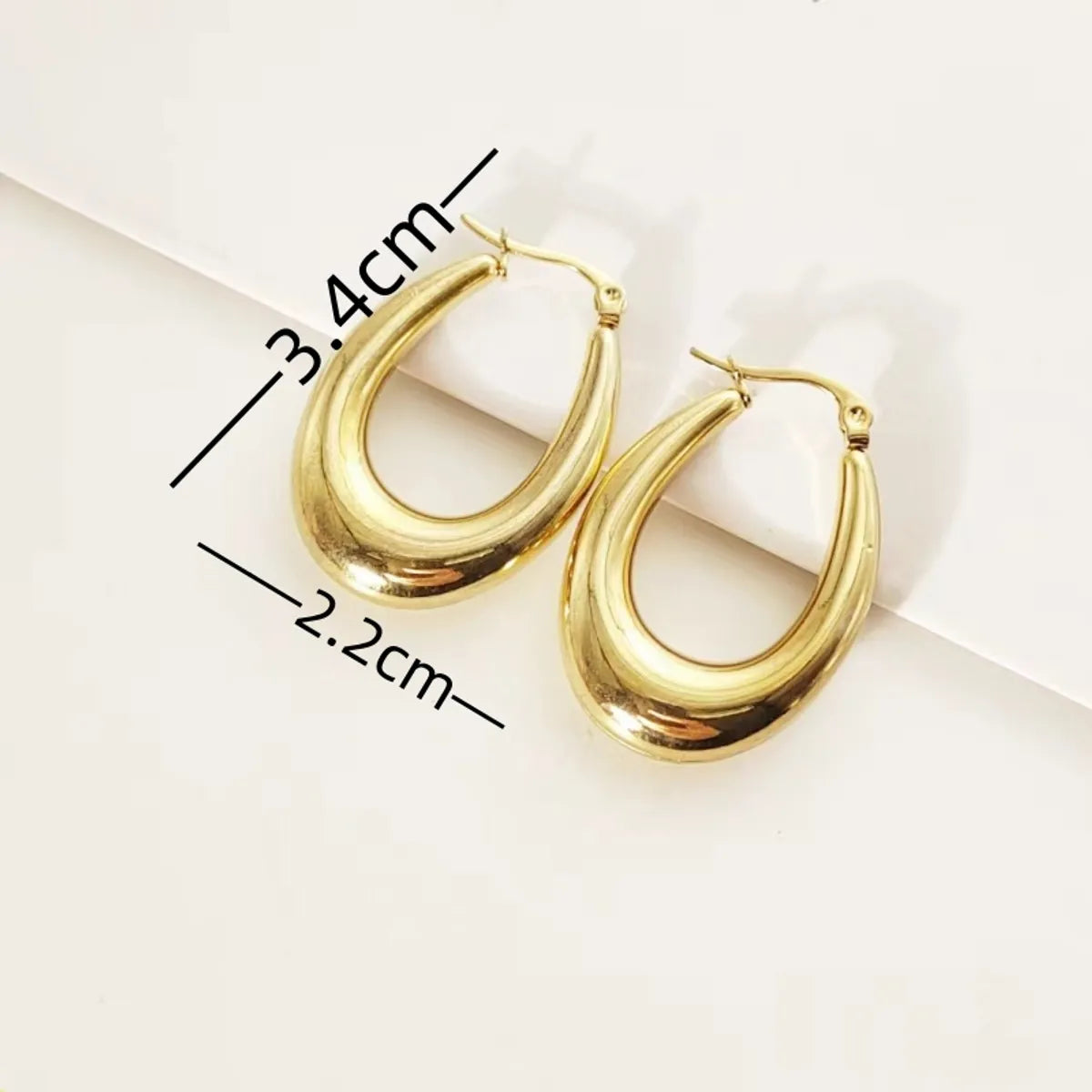 1 Pair Simple Style U Shape Titanium Steel 18K Gold Plated Earrings