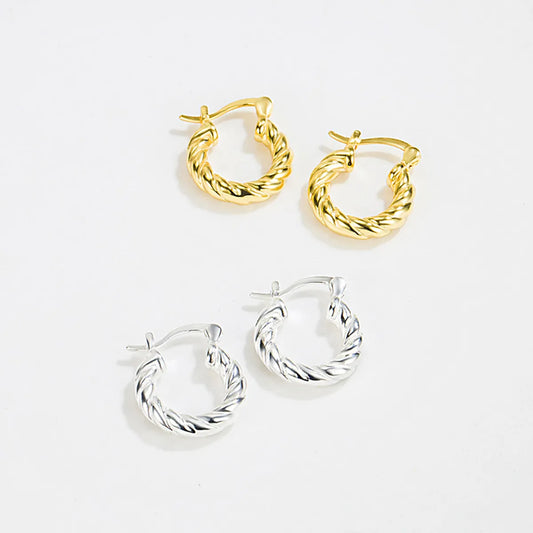 1 Pair Simple Style U Shape Twist Plating Sterling Silver Earrings