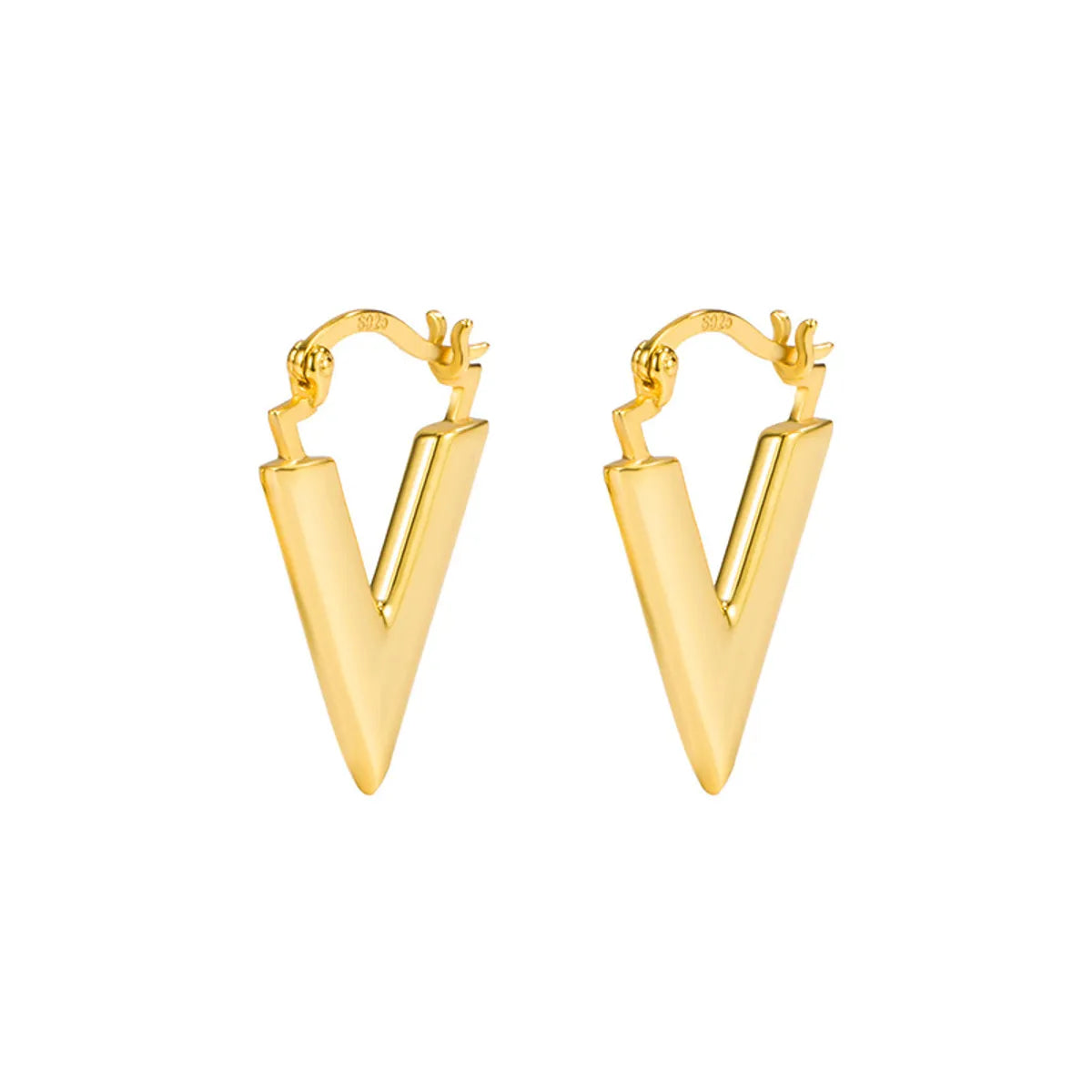 1 Pair Simple Style V Shape Plating Sterling Silver 18k Gold Plated Earrings