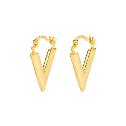 1 Pair Simple Style V Shape Plating Sterling Silver 18k Gold Plated Earrings