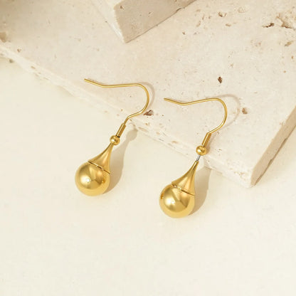 1 Pair Simple Style Water Droplets 304 Stainless Steel 14K Gold Plated Drop Earrings