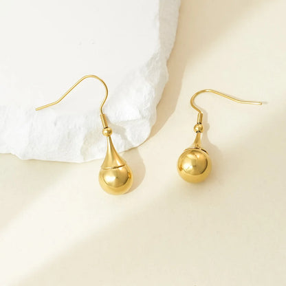 1 Pair Simple Style Water Droplets 304 Stainless Steel 14K Gold Plated Drop Earrings